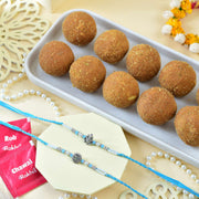 Religious Ganesha And Suriya Dev Rakhi With Besan Laddu