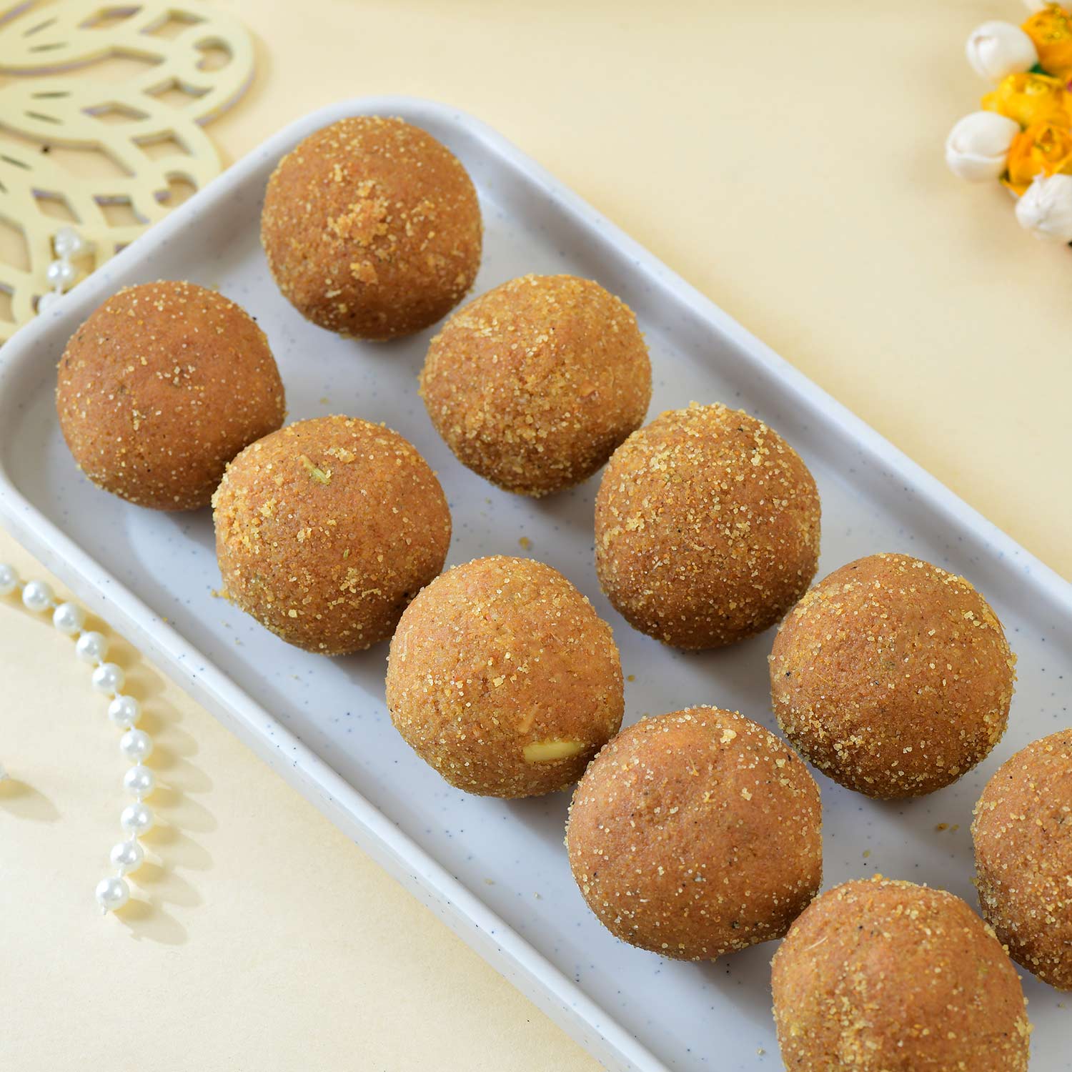 Religious Ganesha And Suriya Dev Rakhi With Besan Laddu