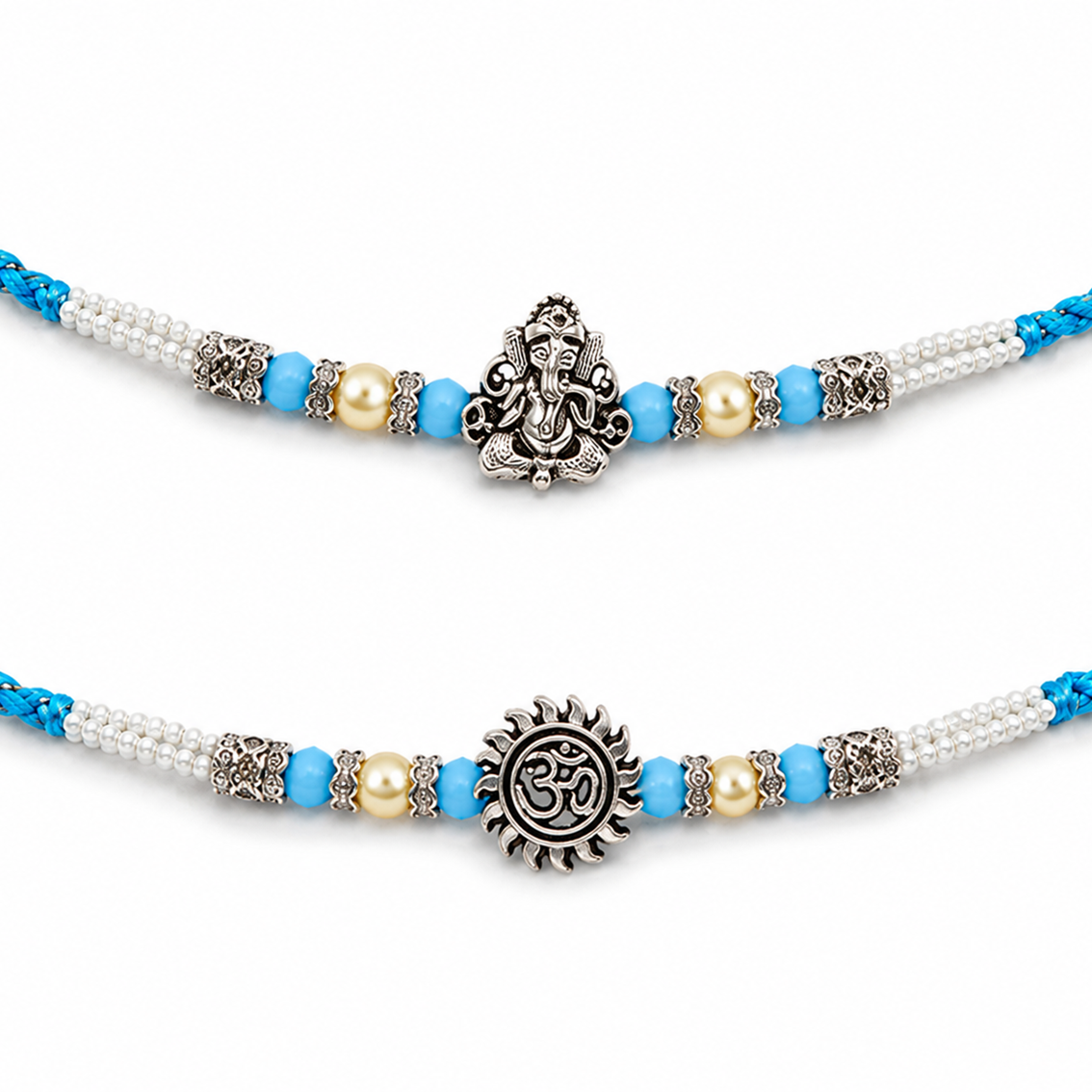 Religious Ganesha And Suriya Dev Rakhi Set