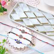 Bhai Bhabhi Bhatija 3 Rakhi Family Set With Kaju Katli