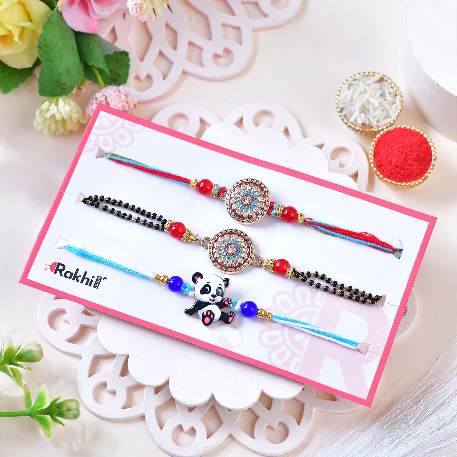 Bhai Bhabhi Bhatija 3 Rakhi Family Set