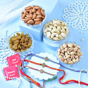 Three Traditional Rakhi Dry Fruit Hamper