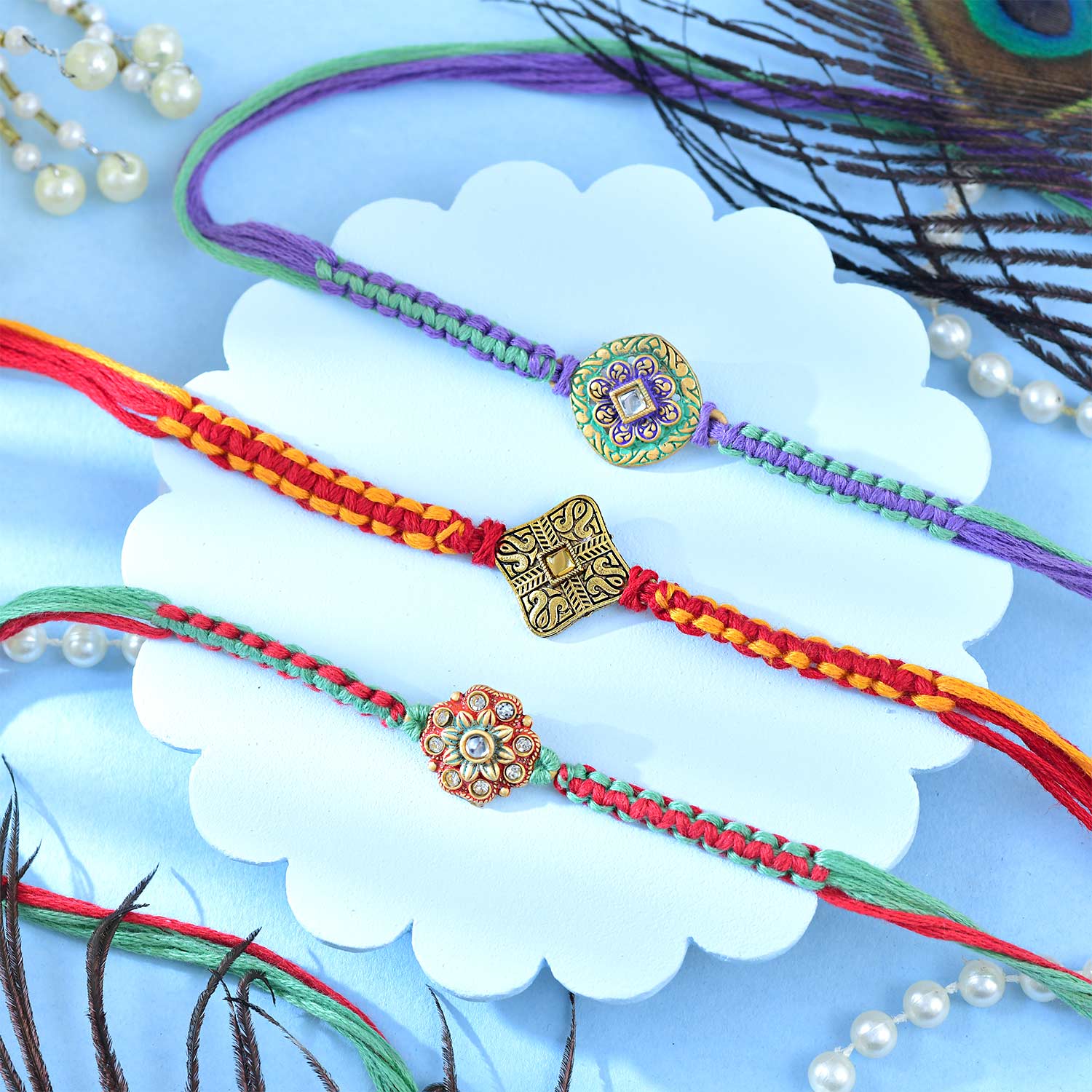 Three Traditional Rakhi Dry Fruit Hamper