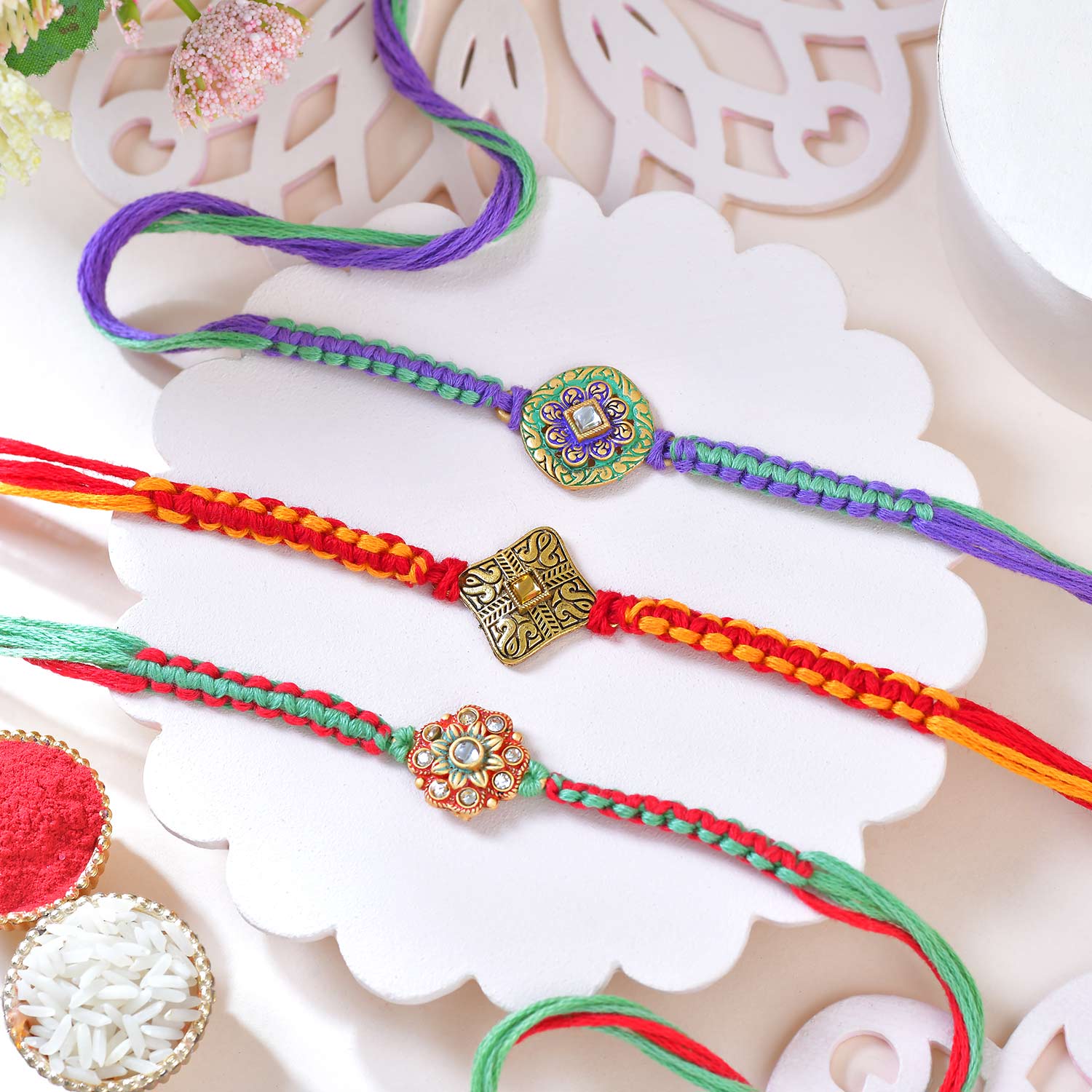 Set Of Three Traditional Rakhi