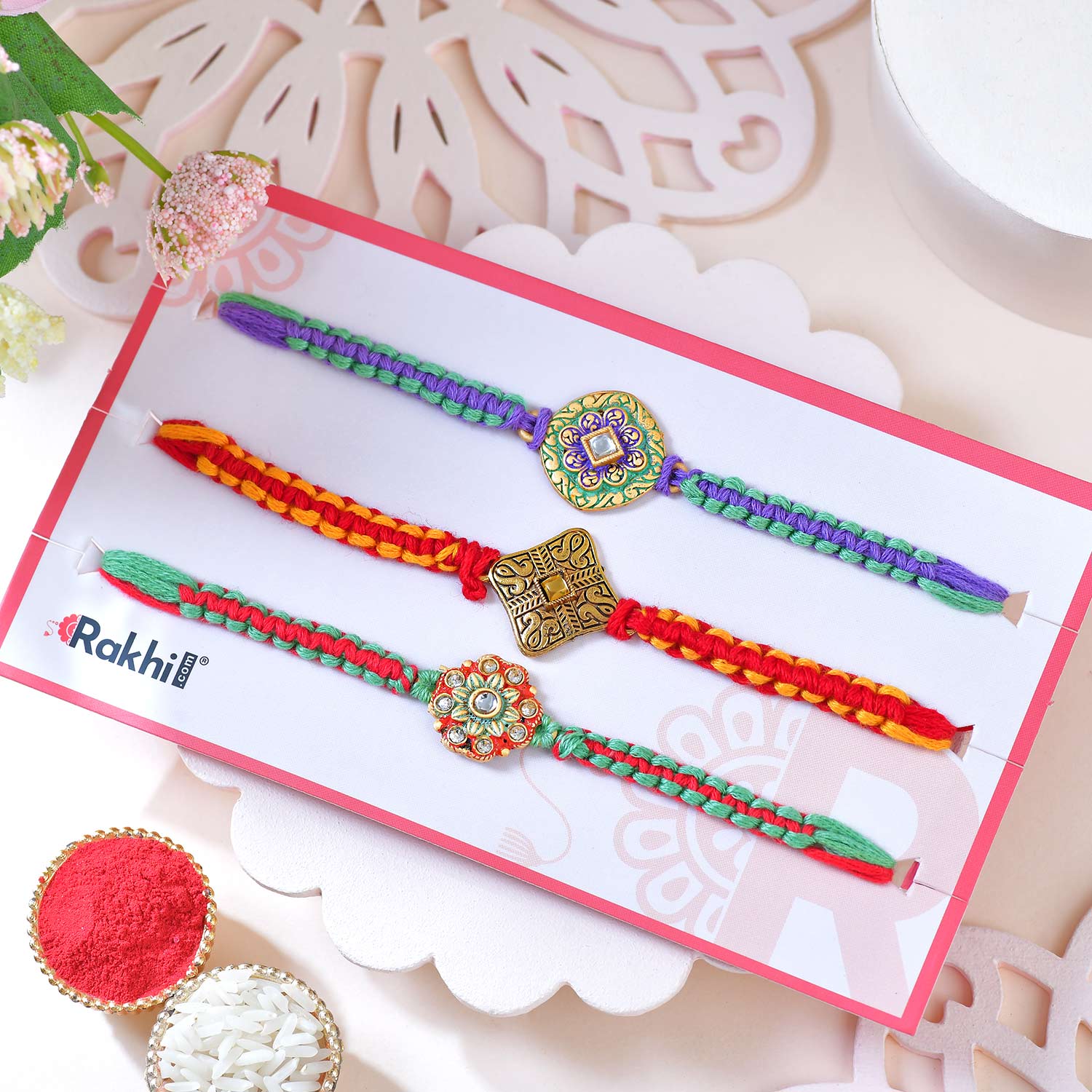 Set Of Three Traditional Rakhi