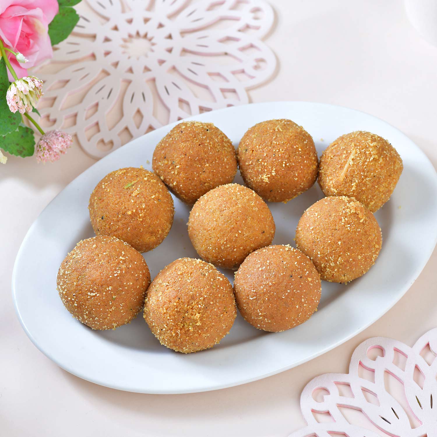 Four Rangoli Rakhi With Besan Laddu