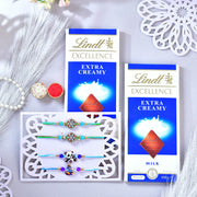 Four Family Rakhi Set With Lindt Chocolates