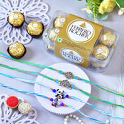 Four Family Rakhi Set With Ferrero Rocher Chocoalte