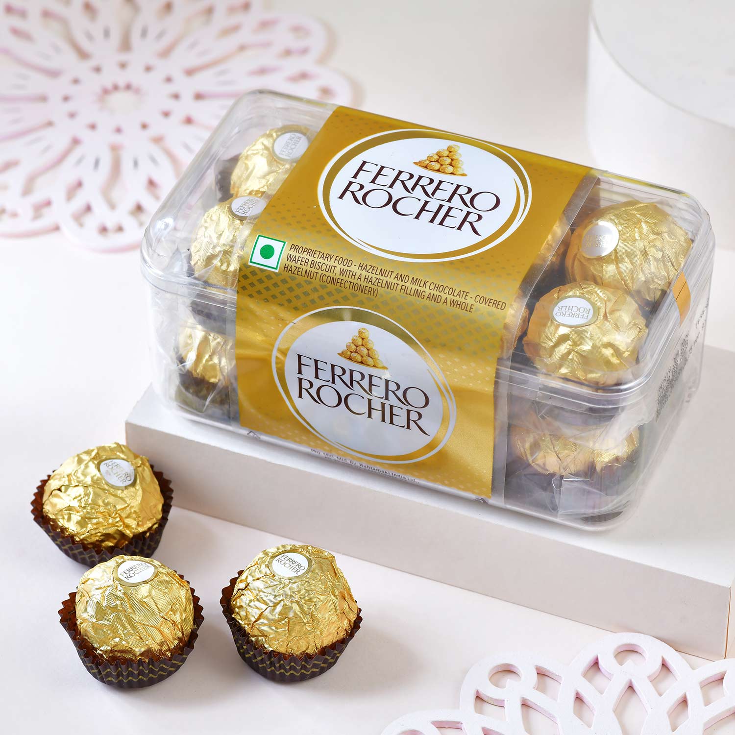 Five Hand Crafted Rudraksh Rakhi With Ferrero Chocolates