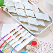Five Hand Crafted Rudraksh Rakhi With Kaju Katli