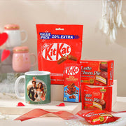 Anniversary Gift of Photo Mug with Kit Kat Chocolates and Choco Pie
