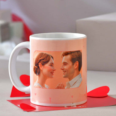 Romantic Combo of Love Personalized Photo Cushion and Mug
